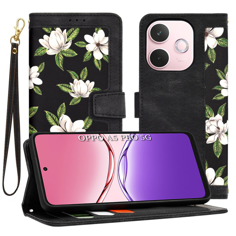 Husa personalizata fete Oppo A5 Pro 5G Techsuit FlipCraft, negru