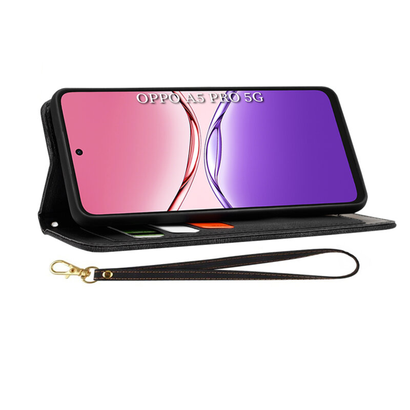 Husa personalizata fete Oppo A5 Pro 5G Techsuit FlipCraft, negru