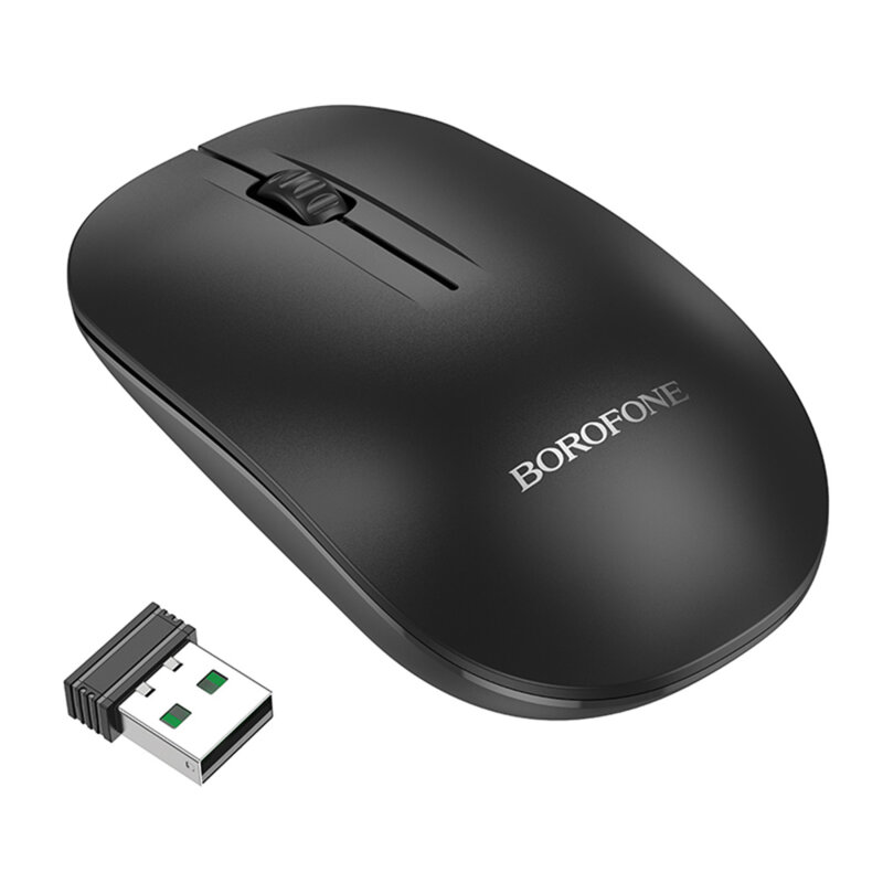 Mouse wireless pentru laptop 1000DPI, Borofone Planet, BG14, negru