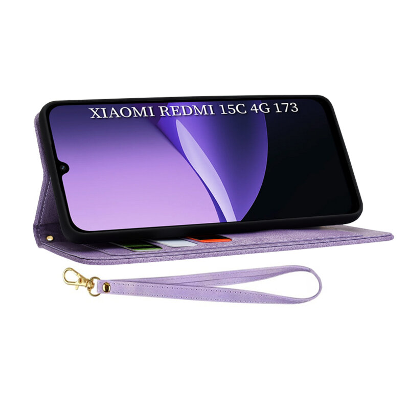 Husa personalizata fete Xiaomi Redmi 15C 4G Techsuit FlipCraft, mov