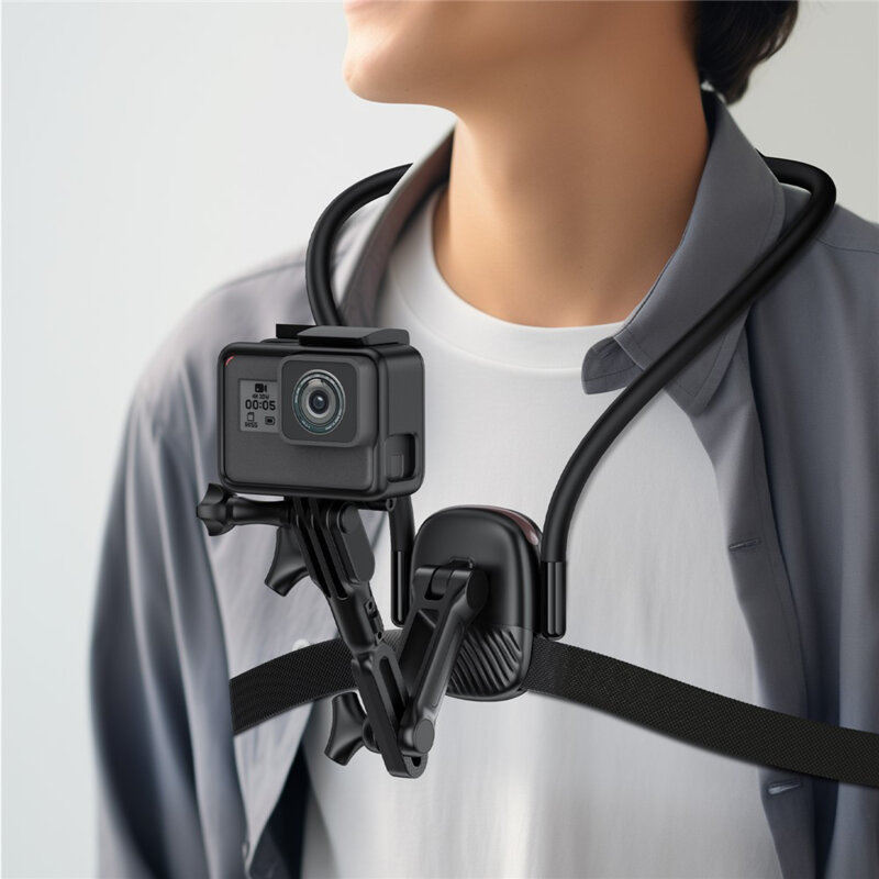 Suport telefon, GoPro pentru gat cu clips Acefast E33, negru
