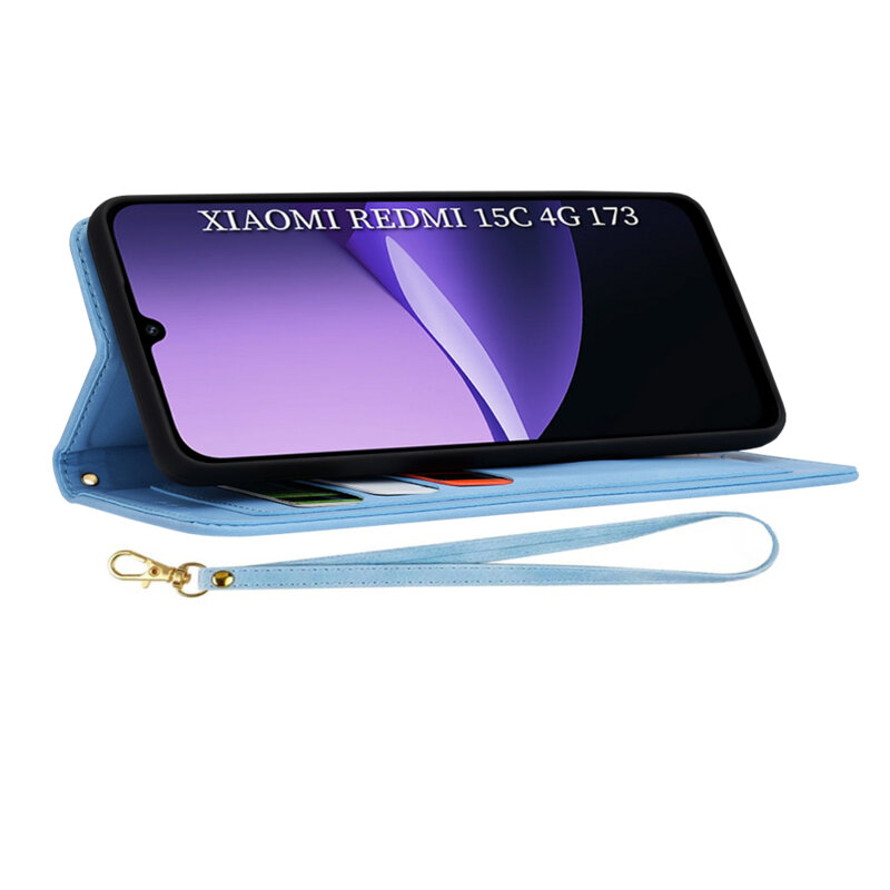 Husa personalizata fete Xiaomi Redmi 15C 4G Techsuit FlipCraft, bleu