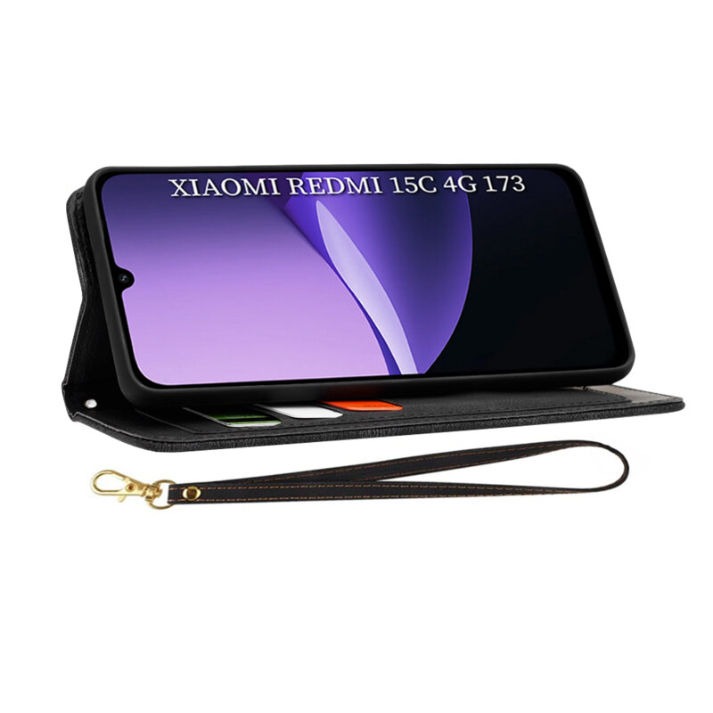 Husa personalizata fete Xiaomi Redmi 15C 4G Techsuit FlipCraft, negru