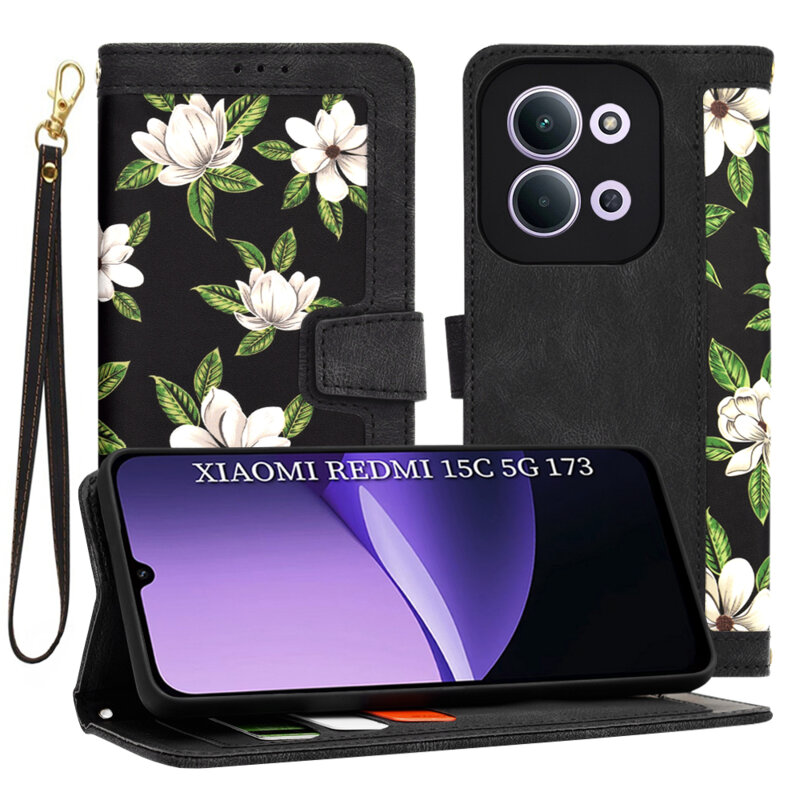 Husa personalizata fete Xiaomi Redmi 15C 5G Techsuit FlipCraft, negru