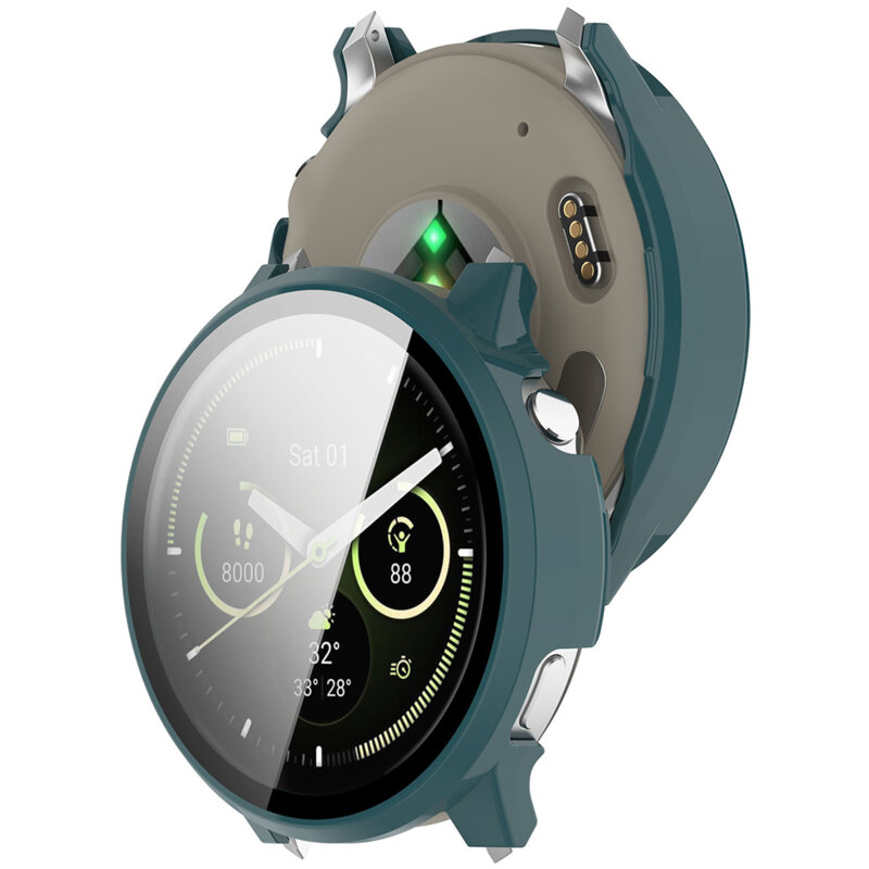 [Pachet 360°] Husa + folie Garmin Venu 4 45mm Techsuit Defense, verde inchis