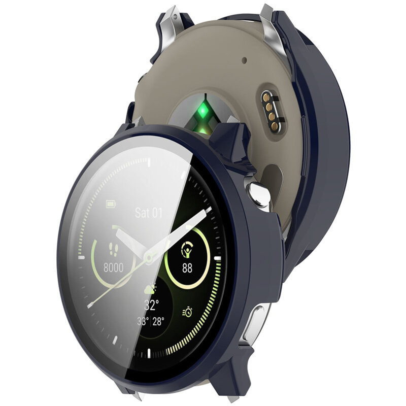 [Pachet 360°] Husa + folie Garmin Venu 4 45mm Techsuit Defense, bleumarin