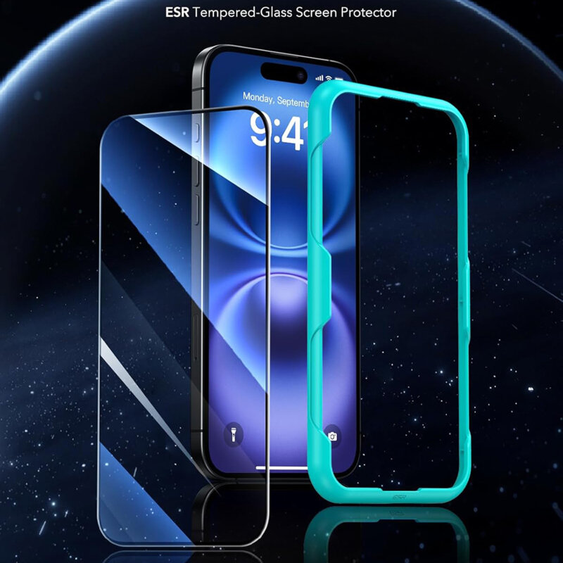 Folie sticla iPhone 16 Plus ESR Tempered Glass, negru