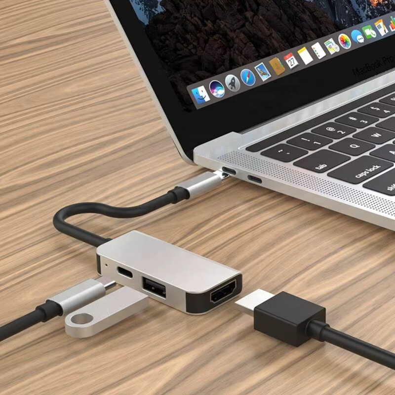 Hub Type-C la Type-C, USB, HDMI, 4K@30Hz, PD87W Techsuit H4