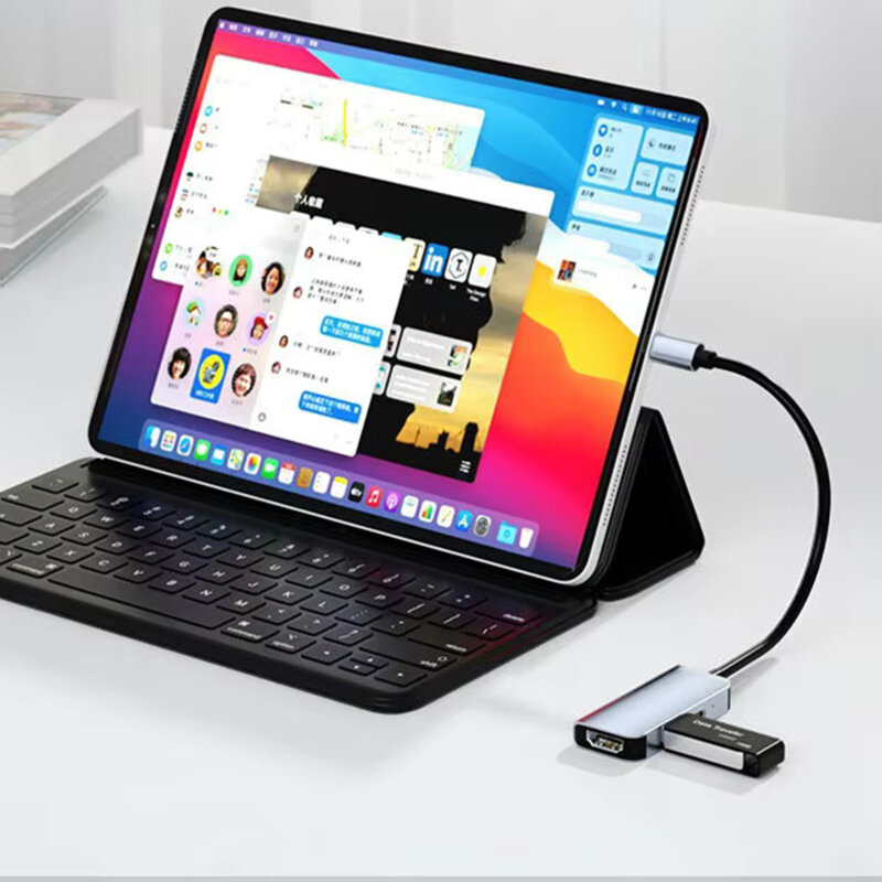 Hub Type-C la Type-C, USB, HDMI, 4K@30Hz, PD87W Techsuit H4