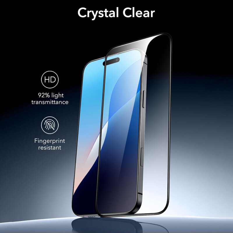 Folie sticla iPhone 16 Pro ESR Armorite Screen Protector, negru