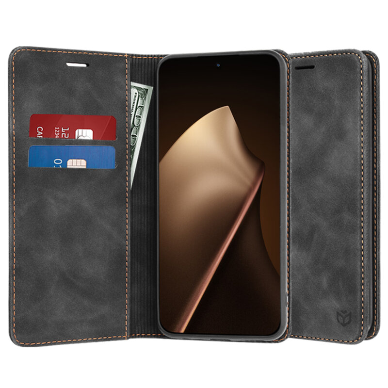 Husa piele Xiaomi 15T Pro Techsuit Confy Cover, negru