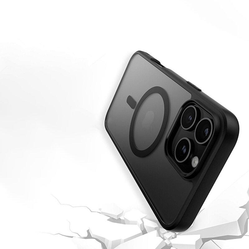 Husa iPhone 16 Pro PanzerGlass® HardCase Black MagSafe & Frame Series, transparenta