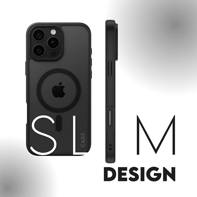 Husa iPhone 16 PanzerGlass® HardCase Black MagSafe & Frame Series, transparenta