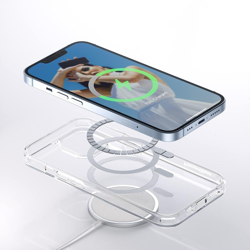 Husa iPhone 16 PanzerGlass® HardCase White MagSafe Series, transparenta
