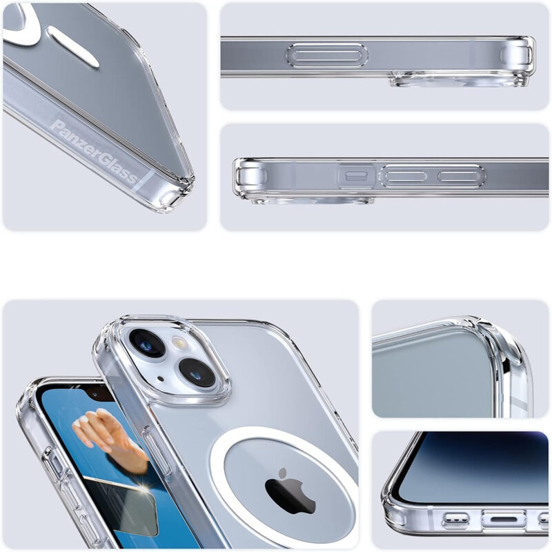 Husa iPhone 16 PanzerGlass® HardCase White MagSafe Series, transparenta