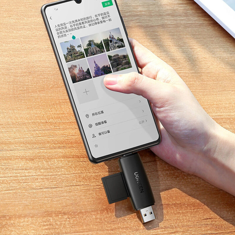 Card reader tip C/USB la SD/TF Ugreen, 5Gbps, negru, 80191