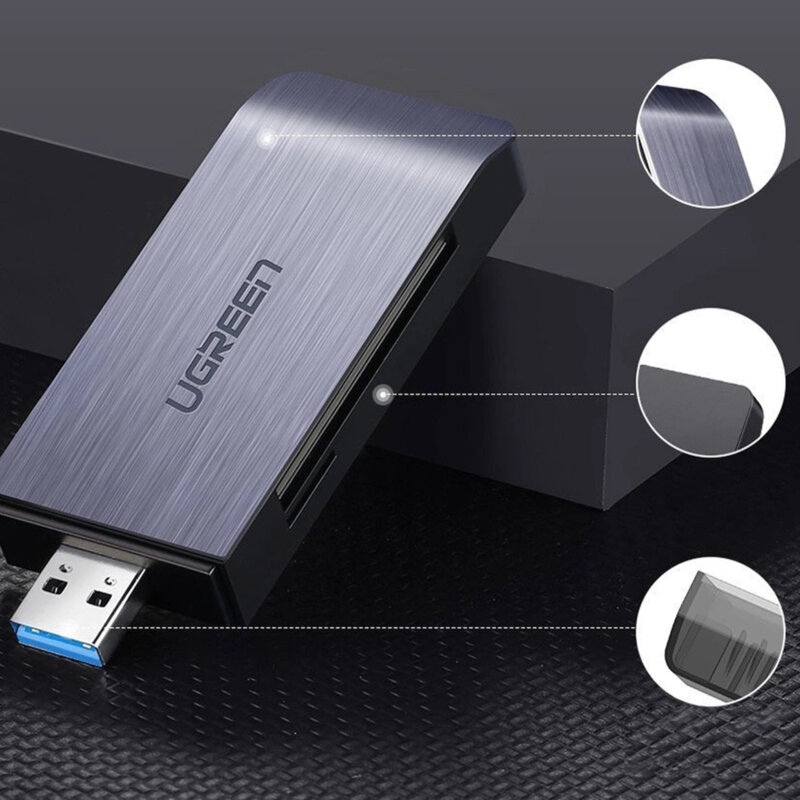 Card reader USB la SD/TF/CF/MS Ugreen, 5Gbps, gri, 50541