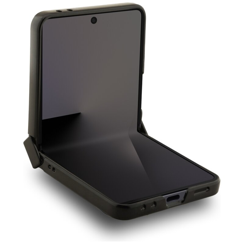 Husa originala Samsung Galaxy Z Flip7 Karl Lagerfeld Saffiano Karl&Choupette Pin, negru, KLHCZF7SAPKCNPK