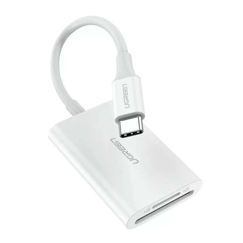 Adaptor USB-C, card reader TF/SD Ugreen, 170MB/s, alb, 35506