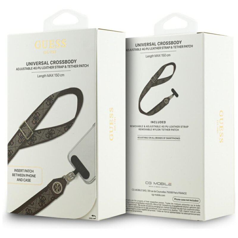 Lanyard telefon universal Guess 4G Strass Metal Logo, maro, GUUCNP4DGMW