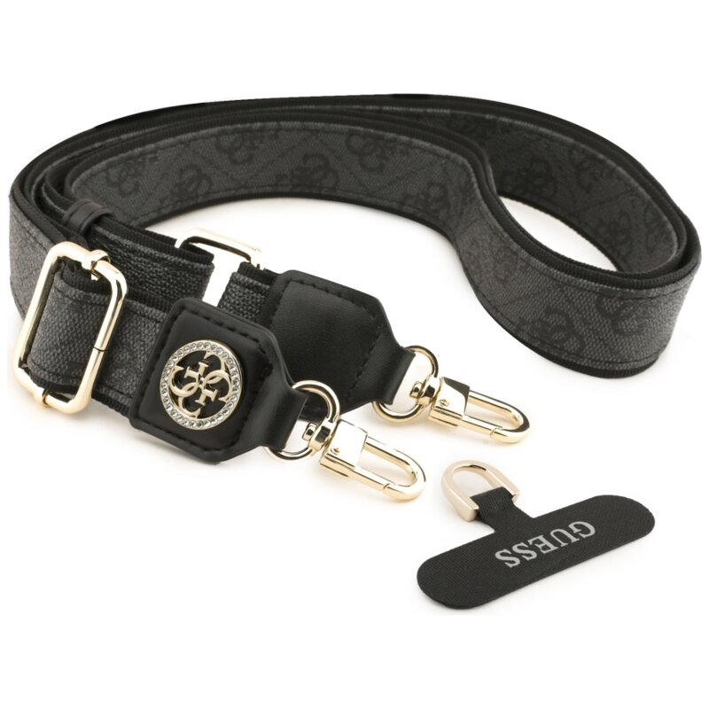 Lanyard telefon universal Guess 4G Strass Metal Logo, negru, GUUCNP4DGMK