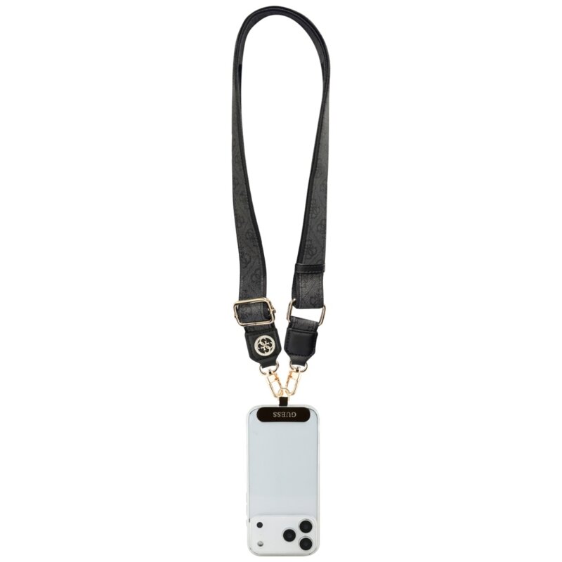 Lanyard telefon universal Guess 4G Strass Metal Logo, negru, GUUCNP4DGMK