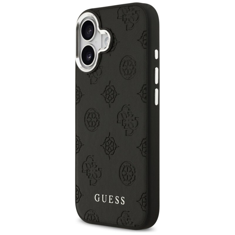 Husa iPhone 17 Guess Peony Hot Stamp Script MagSafe, negru, GUHMP17SPSPOSSSK