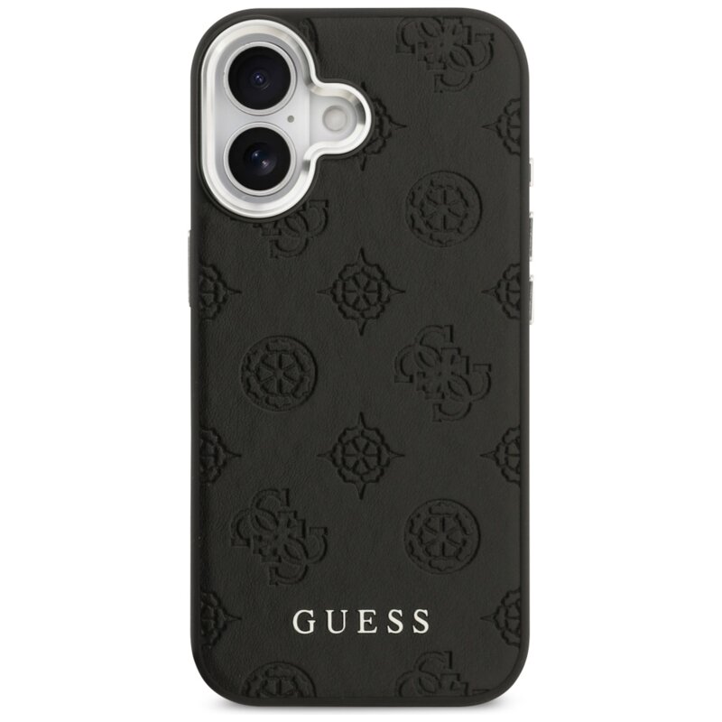 Husa iPhone 17 Guess Peony Hot Stamp Script MagSafe, negru, GUHMP17SPSPOSSSK