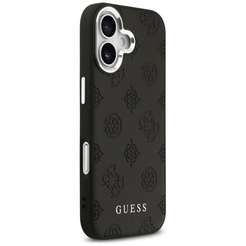 Husa iPhone 17 Guess Peony Hot Stamp Script MagSafe, negru, GUHMP17SPSPOSSSK