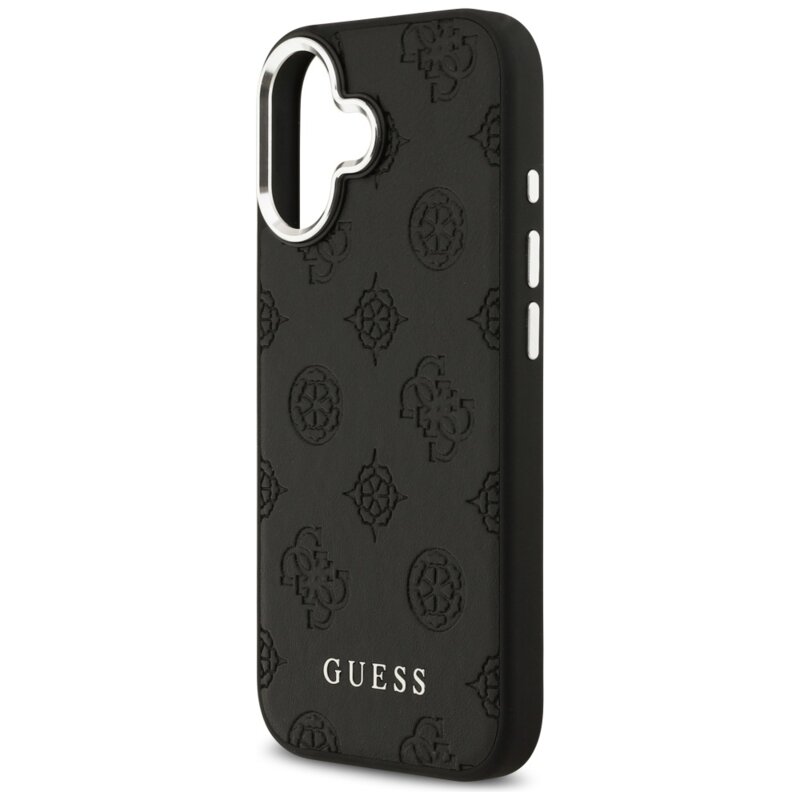 Husa iPhone 17 Guess Peony Hot Stamp Script MagSafe, negru, GUHMP17SPSPOSSSK