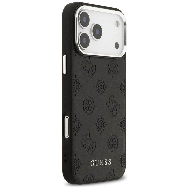 Husa iPhone 17 Pro Max Guess Peony Hot Stamp Script MagSafe, negru, GUHMP17XPSPOSSSK