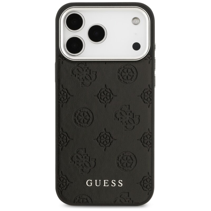 Husa iPhone 17 Pro Max Guess Peony Hot Stamp Script MagSafe, negru, GUHMP17XPSPOSSSK