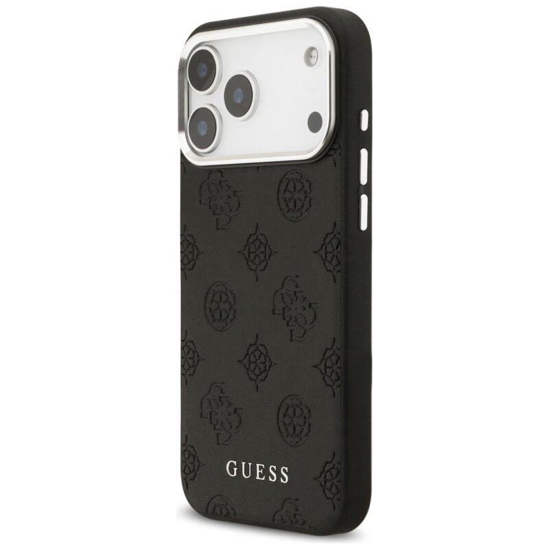 Husa iPhone 17 Pro Max Guess Peony Hot Stamp Script MagSafe, negru, GUHMP17XPSPOSSSK