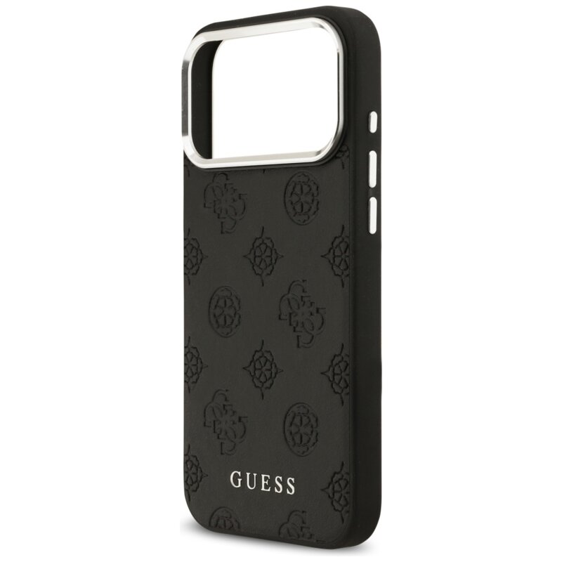 Husa iPhone 17 Pro Max Guess Peony Hot Stamp Script MagSafe, negru, GUHMP17XPSPOSSSK