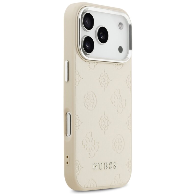 Husa iPhone 17 Pro Guess Peony Hot Stamp Script MagSafe, bej, GUHMP17LPSPOSSSE