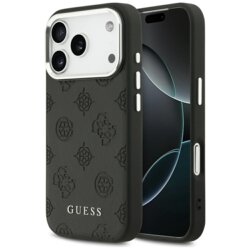 Husa iPhone 17 Pro Guess Peony Hot Stamp Script MagSafe, negru, GUHMP17LPSPOSSSK