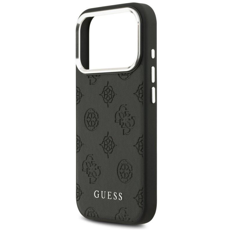 Husa iPhone 17 Pro Guess Peony Hot Stamp Script MagSafe, negru, GUHMP17LPSPOSSSK