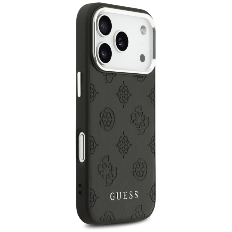 Husa iPhone 17 Pro Guess Peony Hot Stamp Script MagSafe, negru, GUHMP17LPSPOSSSK