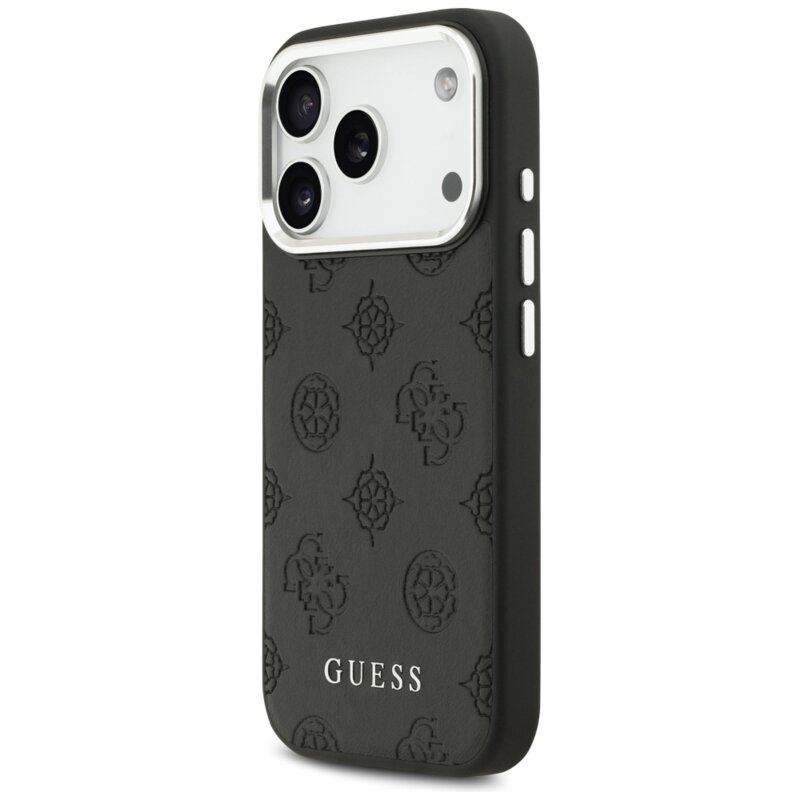 Husa iPhone 17 Pro Guess Peony Hot Stamp Script MagSafe, negru, GUHMP17LPSPOSSSK