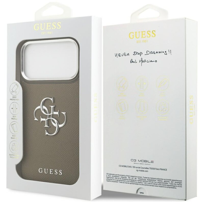Husa originala Guess iPhone 17 Pro Max Hardcase Grained Big 4G Classic Logo, maro, GUHCP17XPG4SMCEW