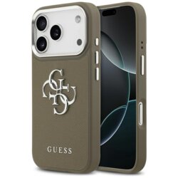 Husa originala Guess iPhone 17 Pro Hardcase Grained Big 4G Classic Logo, maro, GUHCP17LPG4SMCEW