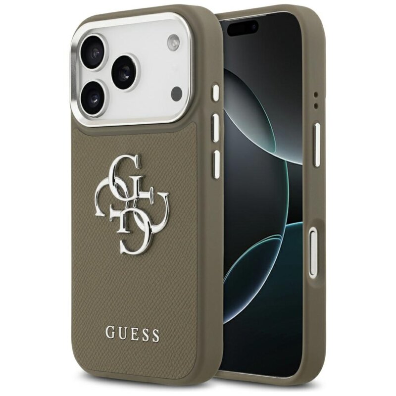 Husa originala Guess iPhone 17 Pro Hardcase Grained Big 4G Classic Logo, maro, GUHCP17LPG4SMCEW