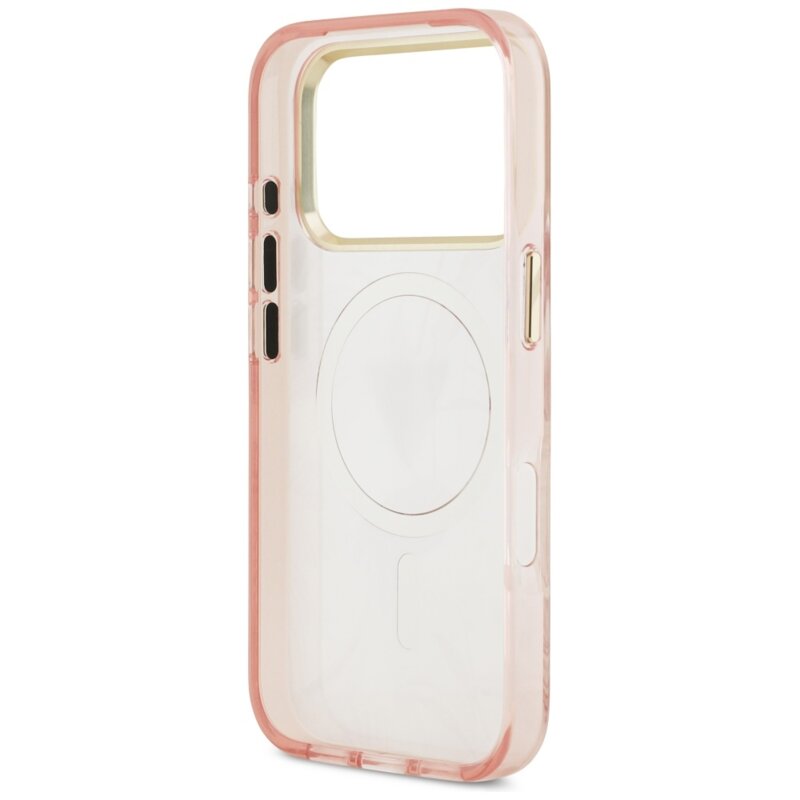 Husa iPhone 17 Pro originala Guess Jungle Tonal Triangle MagSafe, roz, GUHMP17LHMILVTGP