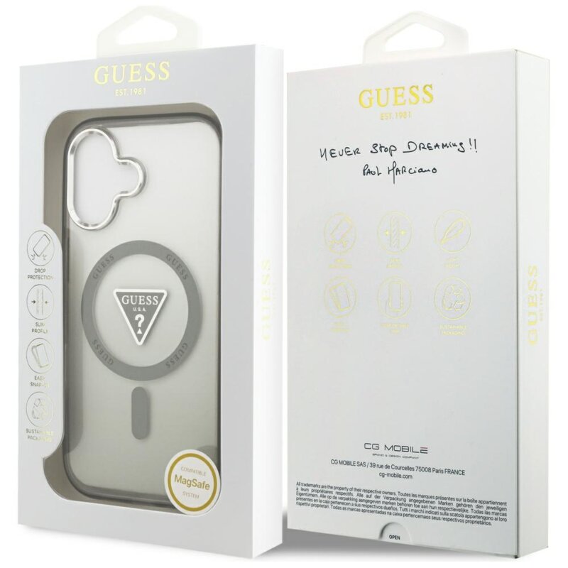 Husa iPhone 17 originala Guess IML Gradient Triangle Logo MagSafe, kaki, GUHMP17SHGTMLCGA
