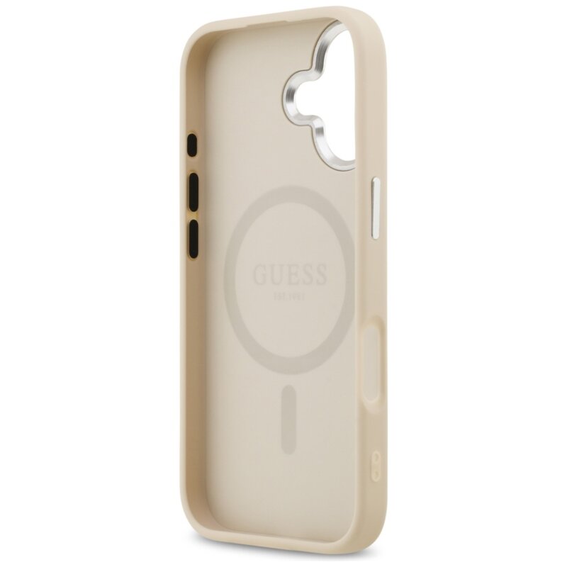 Husa originala Guess iPhone 17 Hardcase Triangle Logo MagSafe, bej, GUHMP17SPSDTSCME