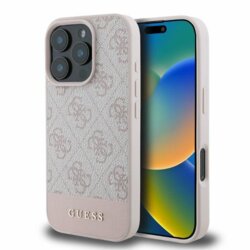 Husa originala Guess iPhone 16 Pro Hardcase 4G Bottom Stripe, roz, GUHCP16LG4GLPI