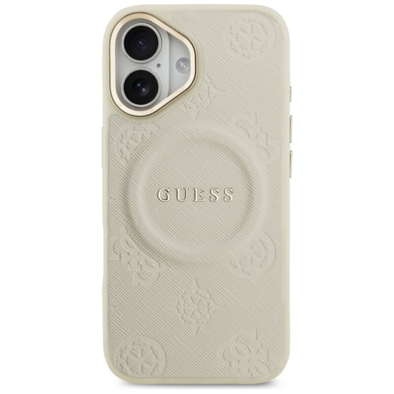 Husa Guess Peony Hot Stamp MagSafe iPhone 17, bej, GUHMP17SPSAMSECE