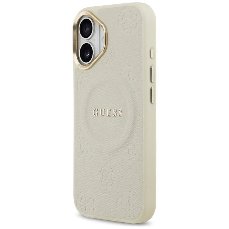 Husa Guess Peony Hot Stamp MagSafe iPhone 17, bej, GUHMP17SPSAMSECE