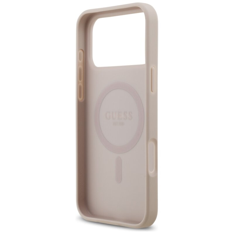 Husa iPhone 17 Pro Max Guess 4G Circle Classic Logo MagSafe, roz, GUHMP17XP4PGRSGP