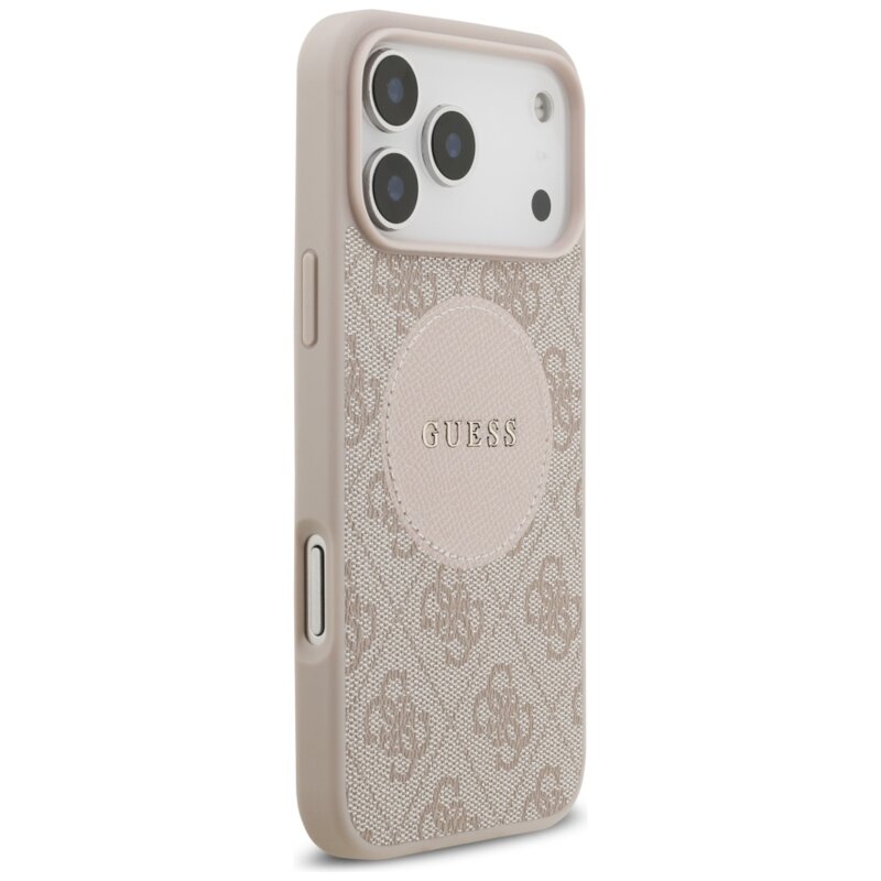 Husa iPhone 17 Pro Max Guess 4G Circle Classic Logo MagSafe, roz, GUHMP17XP4PGRSGP